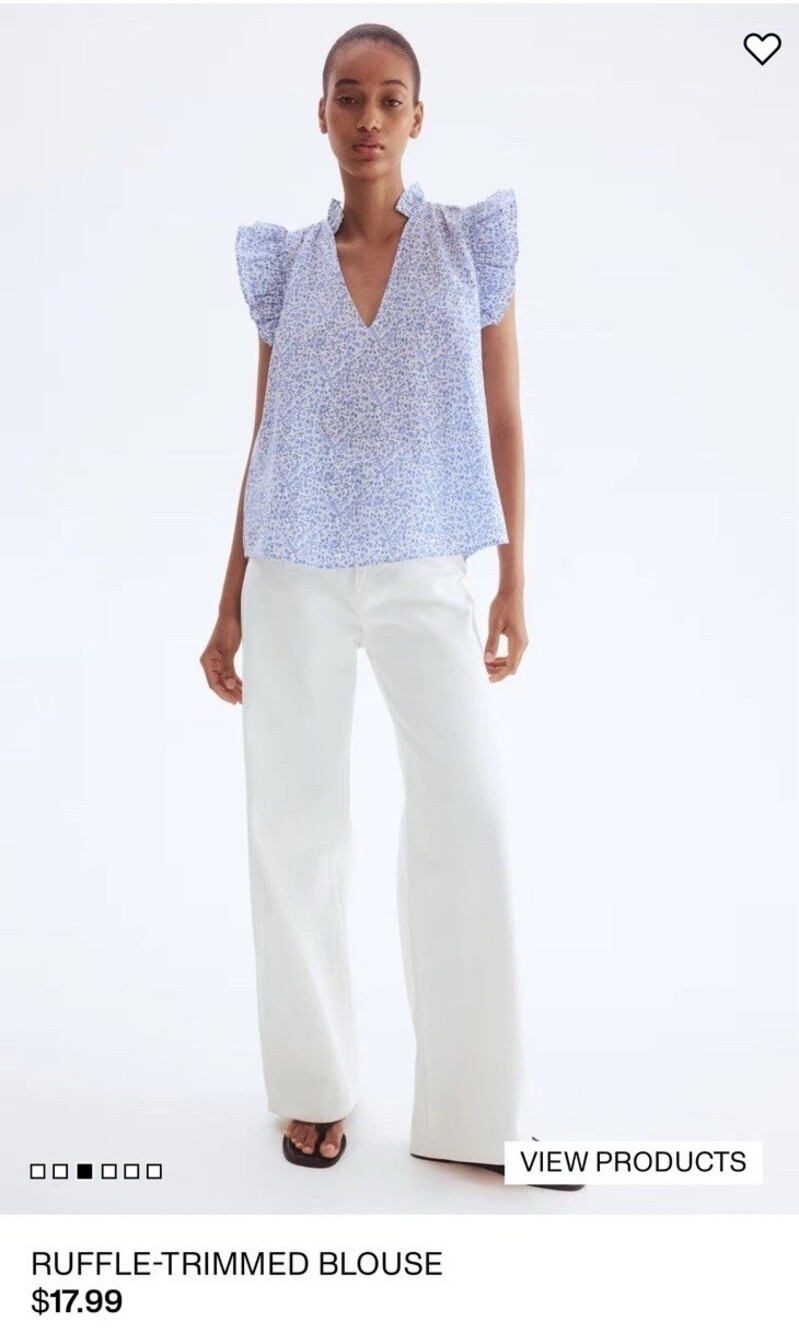 H&M RUFFLE-TRIMMED BLOUSE XXL
